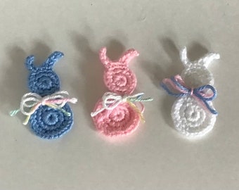 Crocheted Bunny Pin, 3”x1.5” Lapel Pin, Easter Pin
