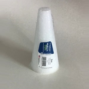 FloraCraft Styrofoam Make It Fun Cone 2 7/8” x 5 7/8”, White, Craft Supply