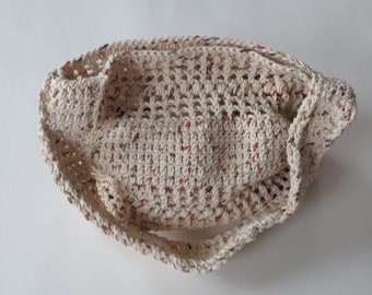 Crochet Take Along Tote, 12-Inch Tan Speckled Crochet Bag, Beige Handmade Purse, Everyday Handbag, Gift For Her, Tan Fashion