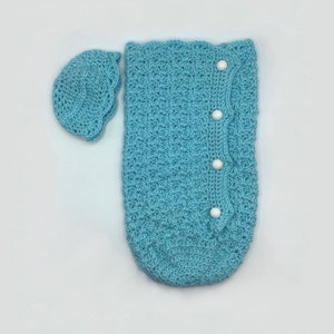 Gehäkelte Blau Baby Wimpelkette mit Hut, Säugling Schlafsack