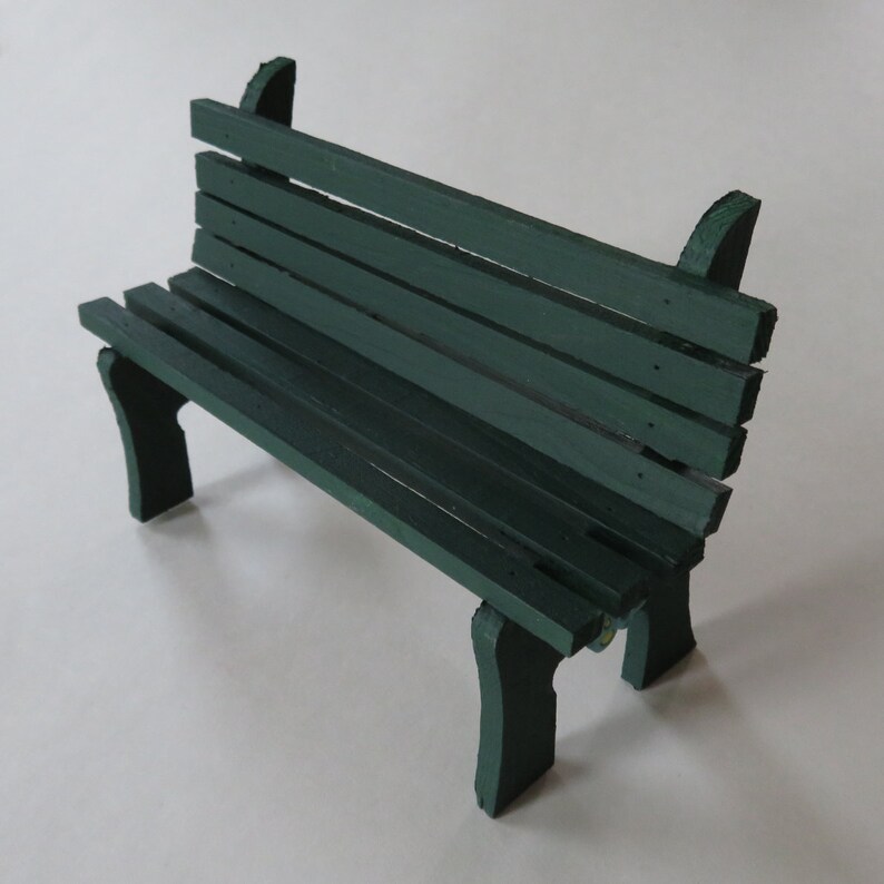 Forest Green Mini Wooden Bench Painted Miniature Bench Etsy