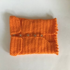 Crocheted Orange Dog Sweater With Pocket, Snuggle Up Doggie Sweater, Dog Outerwear, Pet Lover Gift
