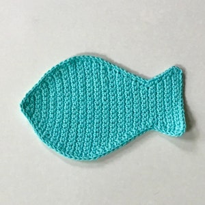 Gehaakte groenblauwe vaatdoek in de vorm van een vis, keukenreiniging, cadeau voor kok