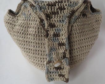 Crocheted Tan Hobo Bag With Adjustable Strap, Reusable Market Bag, Beige Crossbody Purse, Handmade Shoulder Bag 19”W, 26”-30”L