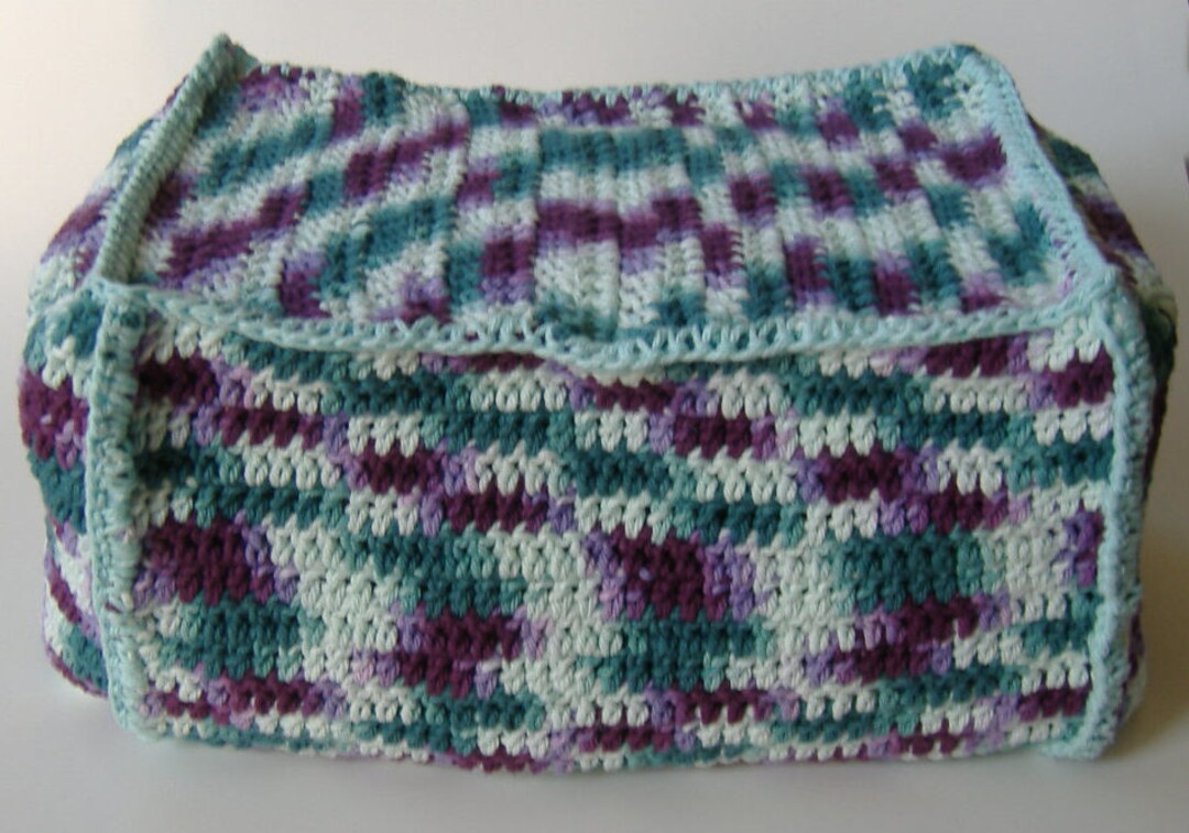 Crocheted Toaster Cover, Multicolored, Purple Green White Light Blue