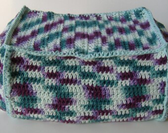 Crocheted Toaster Cover, Multicolored, Purple Green White Light Blue, Kitchen Appliance Cover, Cotton Yarn Cover, Cozy, Made To Order
