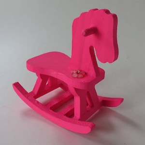Hand-Painted Pink Mini Rocking Horse, 5-Inch Rocking Horse Shelf Decor, Tiny Pink Rocking Horse For Doll