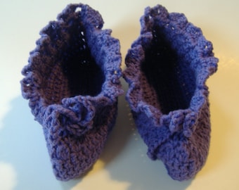 Gehaakte paarse slippers maat 7, cadeau voor haar, garen slippers, zachte slippers, wasbare slippers, womens slippers