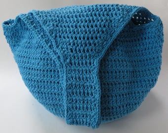 Hot Blue Hobo Bag, Short Strap, Crochet Tote, Handmade Purse, Reusable Shopping Bag, Hobo Style Shoulder Bag, Blue Fashion, Gift For Her