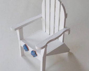 Miniature White Adirondack Chair, 5.5" Doll Chair, Country Home Decor