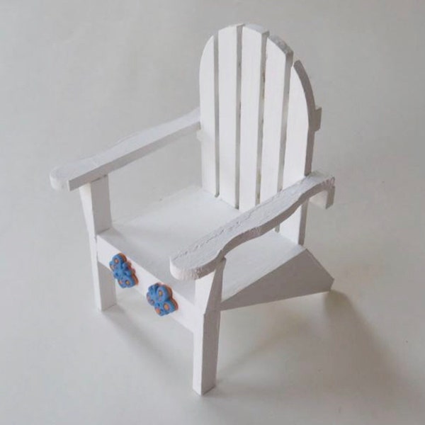 White Mini Adirondack 5 1/2” Chair, Miniature Country-style Home Decor, Small Doll Chair, Lawn Chair Miniature