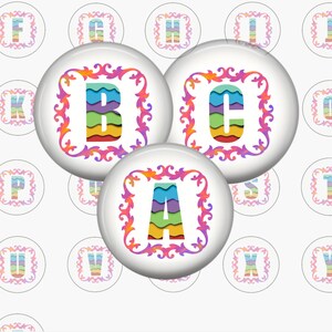 Alphabet Collage Sheet, 1-Zoll-Kreise, 26 Bilder, Sofort-Download, druckbare Alphabet Bilder, A-Z Digital Collage, Buchstaben Clip Art