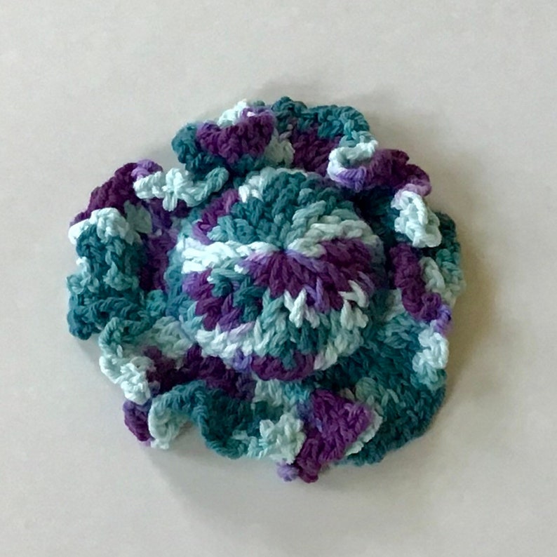 Crocheted Pot Lid Grabber Hat, Purple Variegated, 5 Inches Diameter ...