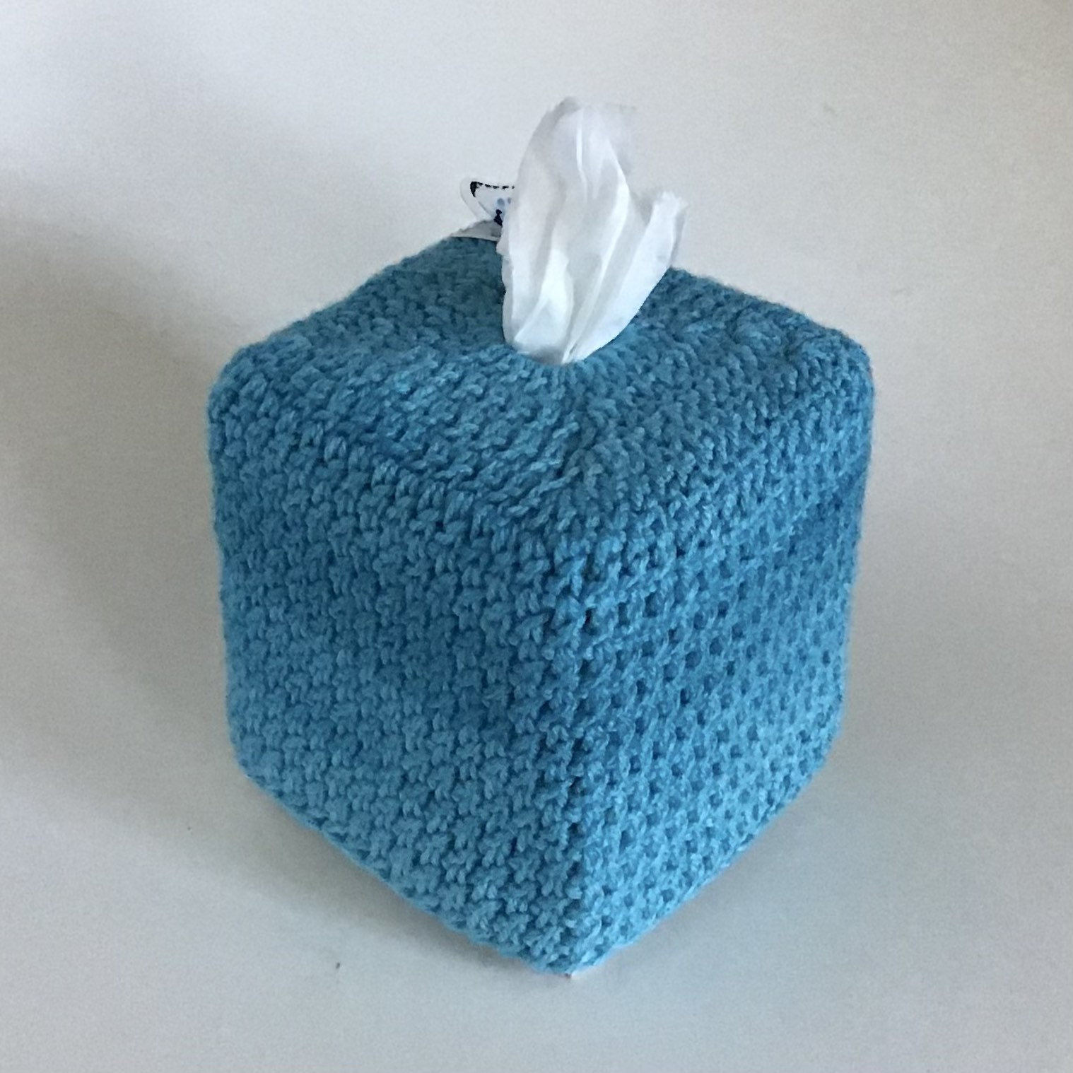 Crocheted Tissue Box Cover, Blue Gradient, Birds and Butterfly Decals ...