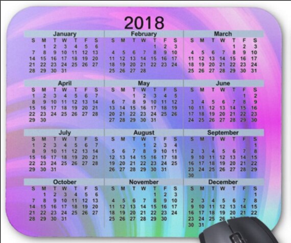 2018 calendar mousepad abstract rainbow calendar mousepad etsy rainbow calendar