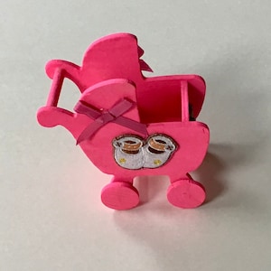 Pink Painted Miniature Baby Stroller, Nursery Decor