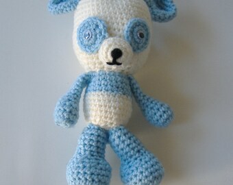 Crocheted Panda, Blue and White Panda, Stuffed Panda, Stuffed Animal, Crocheted Animal, Little Bigfoot Panda, Amigurumi