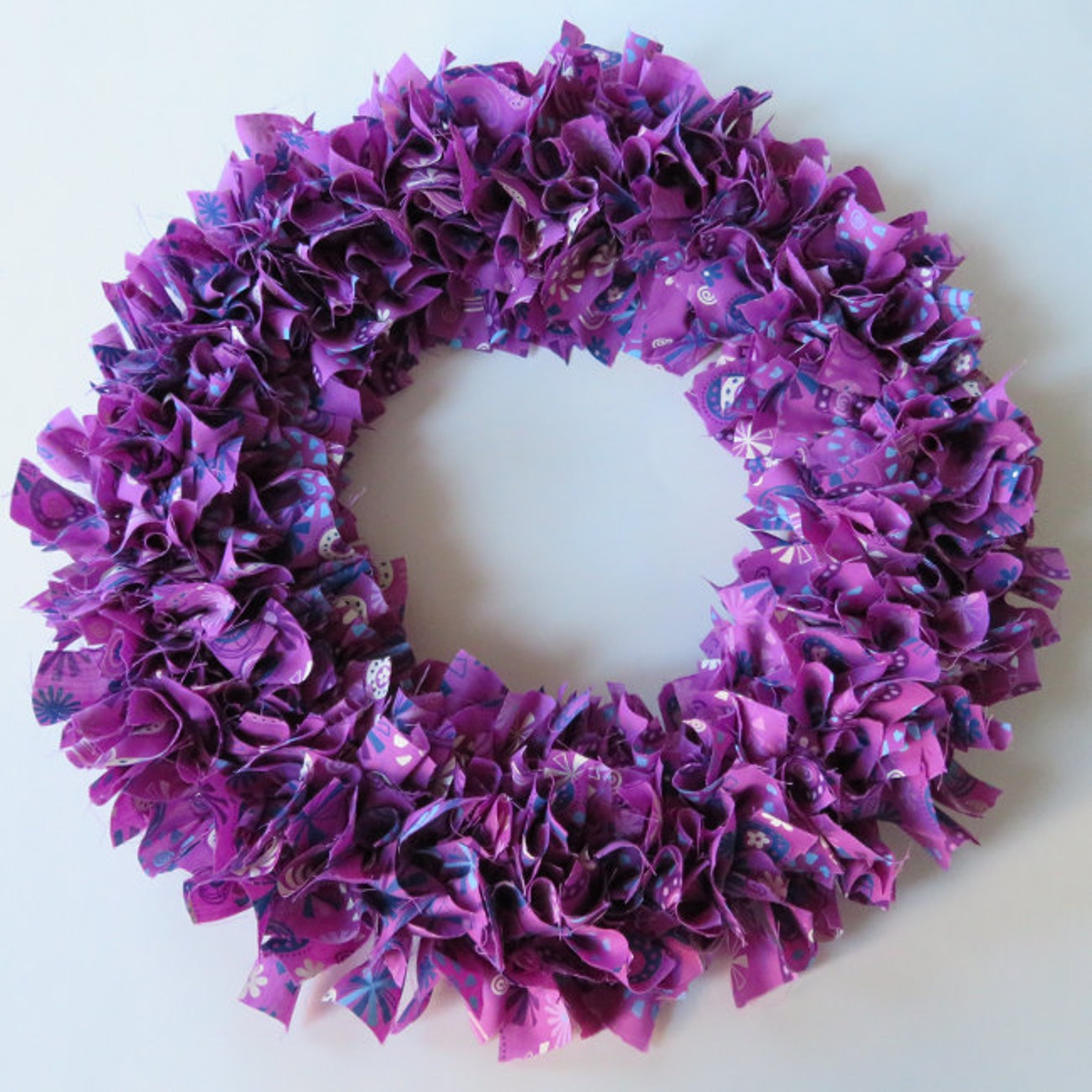 Purple Fabric Wreath 16inch Wreath Rag Wreath Door Decor Etsy