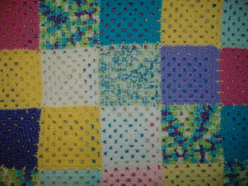 Granny Square Blanket Crocheted Cover Crocheted Afghan Multicolored Afghan Crocheted Blanket With Granny Squares Gift For Friend