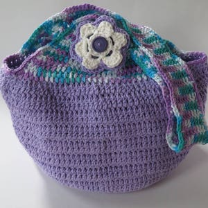 Lavender Hobo Bag With Flowers, Long Strap Shoulder Bag, Hot Purple Handmade Purse, Reusable Market Tote