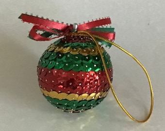Christmas Sequin Ornament Ball 2.5”, Holiday Decor