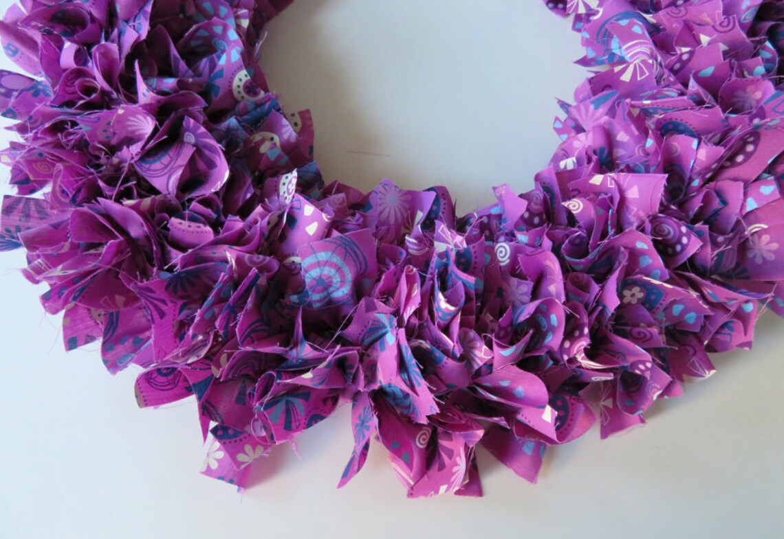 Purple Fabric Wreath 16inch Wreath Rag Wreath Door Decor Etsy