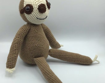 Crocheted Sloth, Decorative Brown Sloth, Stuffed Sloth