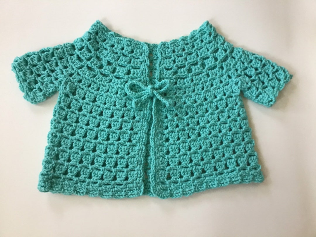 Green Crocheted Little Girl Cardigan Etsy