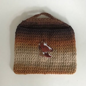 Crocheted Door Knob Pocket, Brown With Horse Appliqué