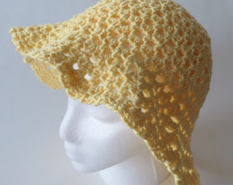 Yellow Blooming Sun Hat, Crocheted Woman's Floppy Hat, Handmade Yellow Fashion, Gift For Her