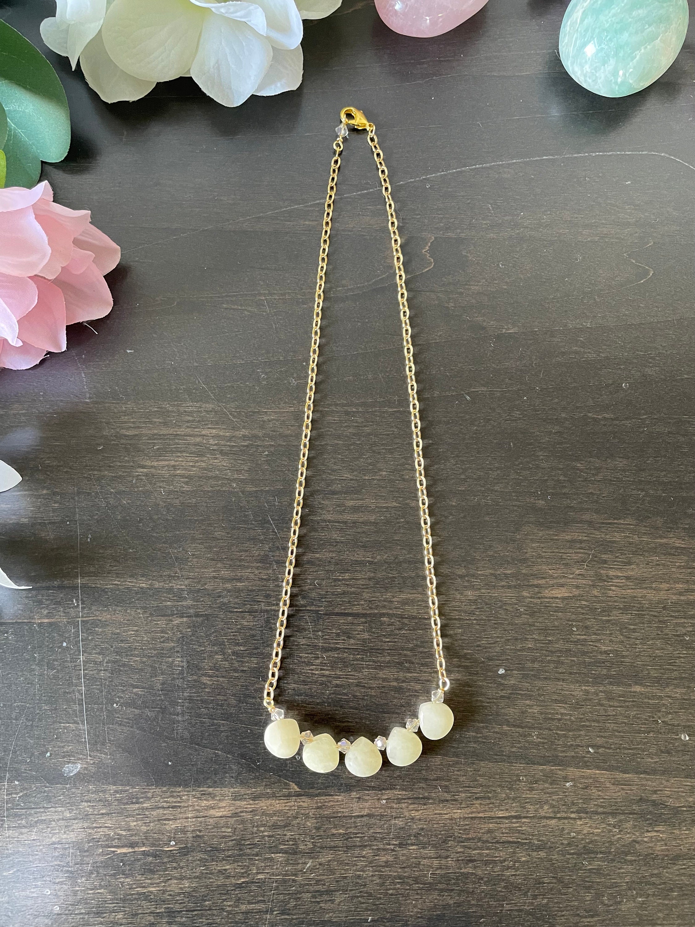 Yellow Flower Gemstone Necklace - Etsy