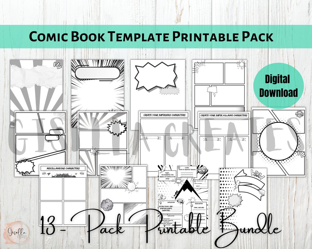 Comic Book Template Comic Book Printable Create Your Own Comic Book