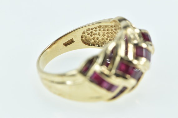 14K Ruby Encrusted Domed Knot Statement Band Ring… - image 3