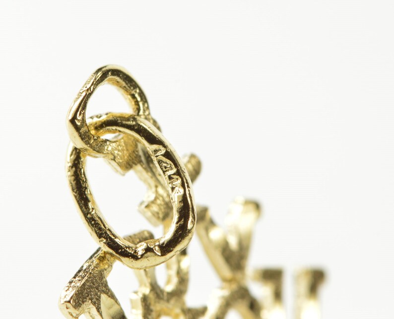14K I Luv You Love Word Cut Out Romantic Cute CharmPendant Yellow Gold