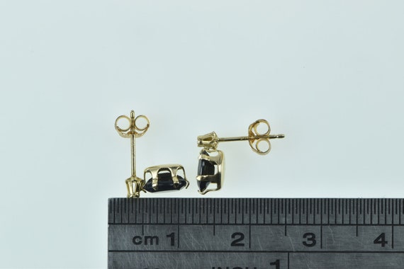 14K Oval Sapphire Diamond Vintage Stud Earrings Y… - image 4