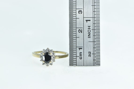 10K Oval Black Onyx Diamond Halo Statement Ring S… - image 4