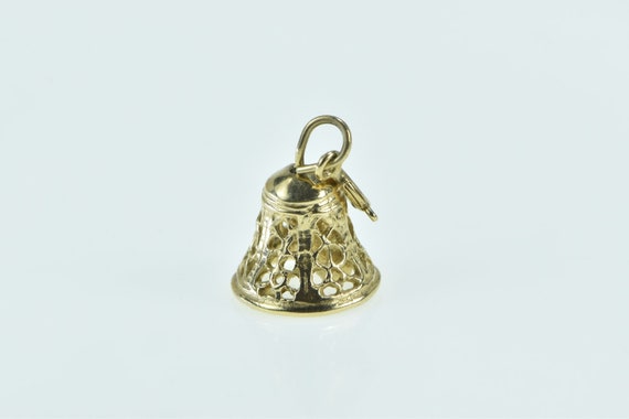 14K 3D Articulated Filigree Wedding Bell Charm/Pe… - image 2