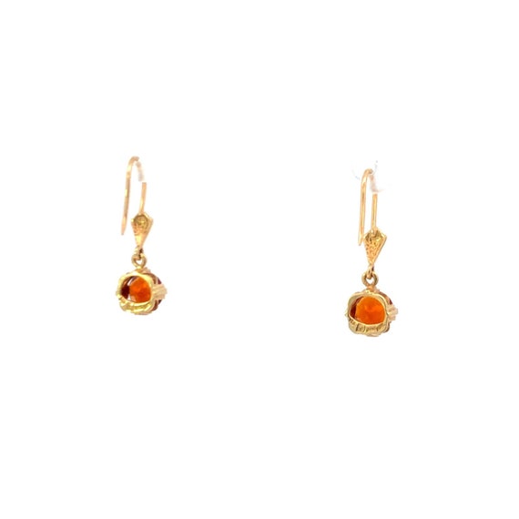 14K Syn. Orange Sapphire Ornate Dangle Earrings Y… - image 3