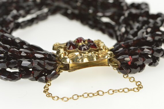 10K Victorian Syn. Garnet Layered Glass Beaded Br… - image 3