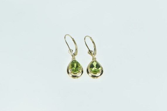 14K Pear Peridot Vintage Ornate Dangle Earrings Y… - image 1