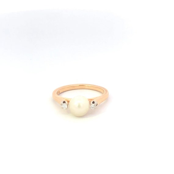 14K Pearl Diamond Classic Vintage Engagement Ring… - image 1