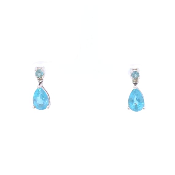 Effy Jewelry Blue Topaz Drop Earrings With Diamonds In 14K White Gold, 9.25 TWC - Foto 13