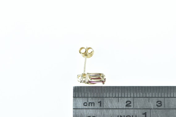 10K Single Oval Syn. Ruby Diamond Accent Stud Ear… - image 4