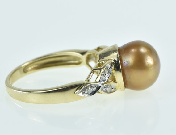 14K Vintage Pearl Diamond Accent Statement Ring S… - image 2