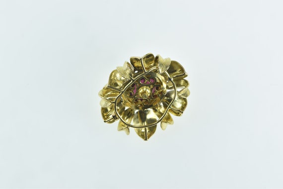 18K Oval Tourmaline Diamond Halo Ornate Flower Pe… - image 2