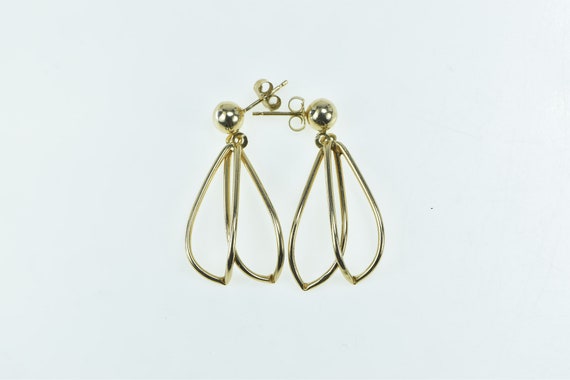14K Vintage Dangle Petal Loop Statement Earrings … - image 1