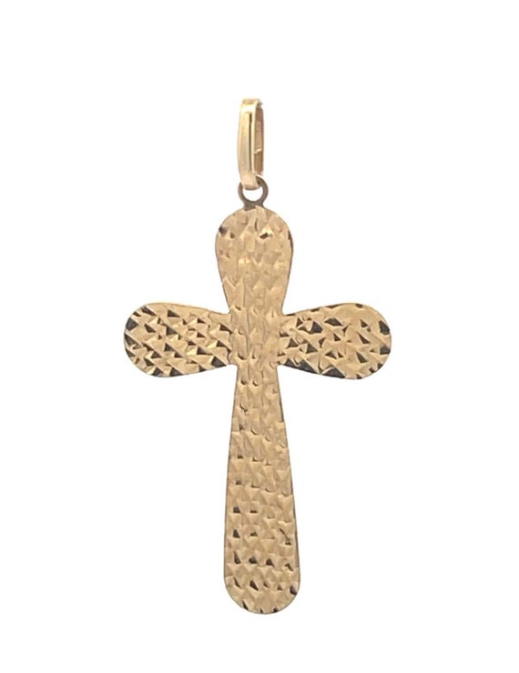14K Diamond Cut Cross Christian Faith Symbol Pend… - image 1