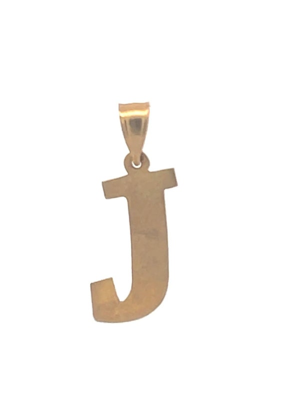 14K J Letter Initial Monogram Name Pendant Yellow 