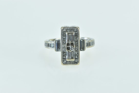 18K Diamond Princess Halo Ornate Engagement Ring … - image 1