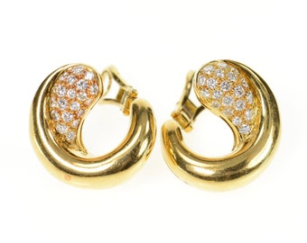 18K 1.20 Ctw Diamond Torres Designer Clip Back Earrings Yellow Gold